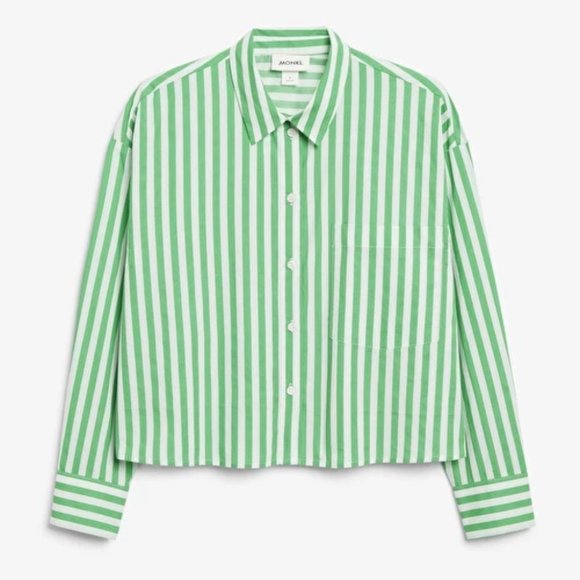 NWT Monki Cropped Button Down Cotton Shirt - Picture 4 of 5